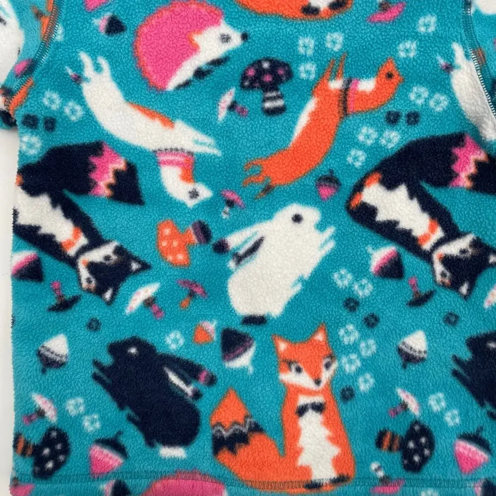 Patagonia Synchilla Fleece Hoodie Jacket Foxes Blue Pink Animal Print Size 4T
